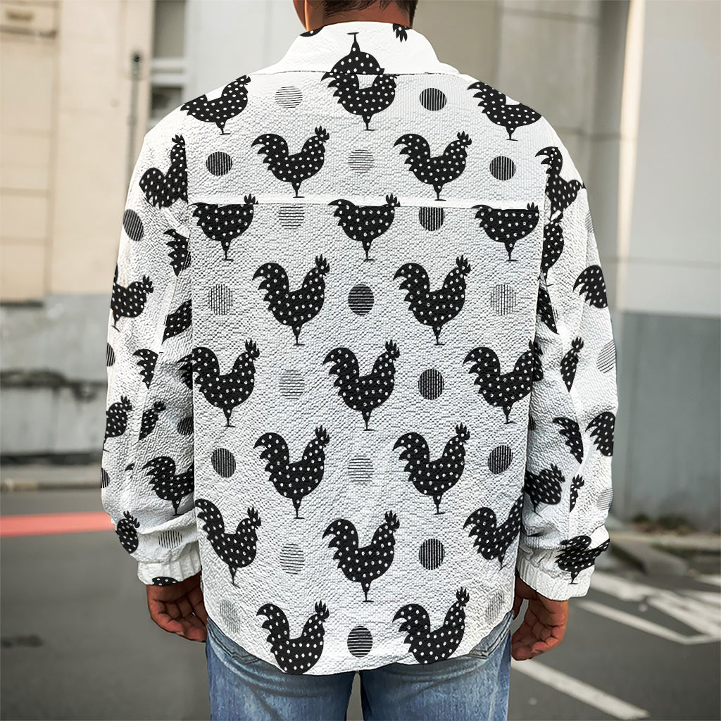 Polka Dot Rooster Pattern Print Men's Shirt Jacket