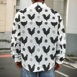 Polka Dot Rooster Pattern Print Men's Shirt Jacket