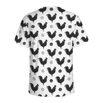 Polka Dot Rooster Pattern Print Men's Sports T-Shirt