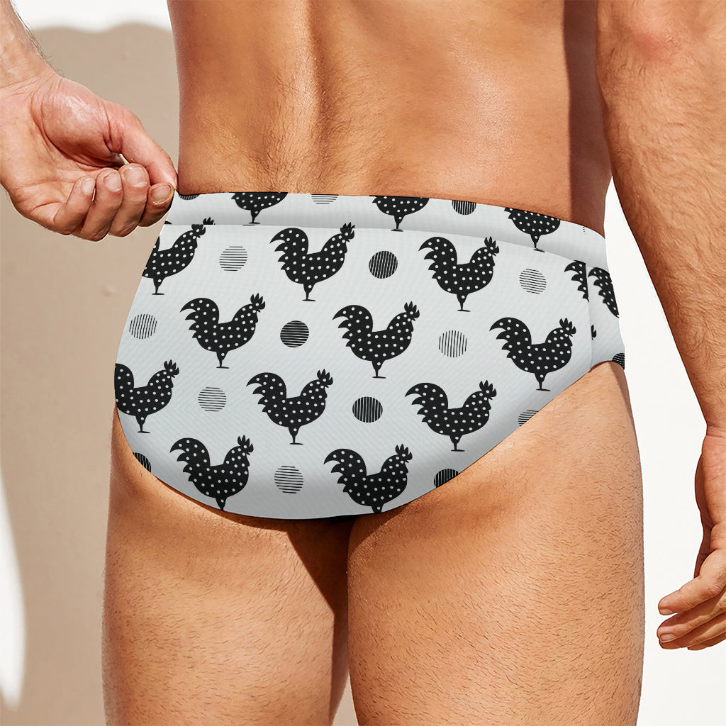 Polka Dot Rooster Pattern Print Men's Swim Briefs