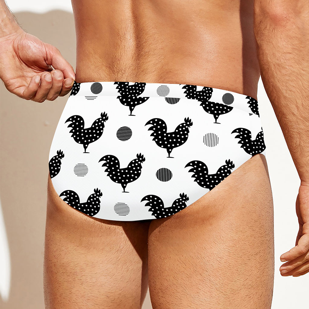 Polka Dot Rooster Pattern Print Men's Swim Briefs
