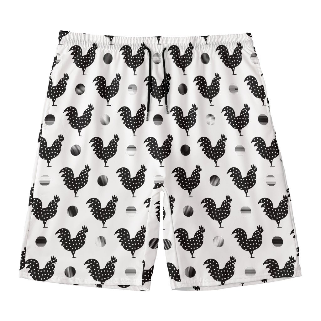 Polka Dot Rooster Pattern Print Men's Swim Trunks