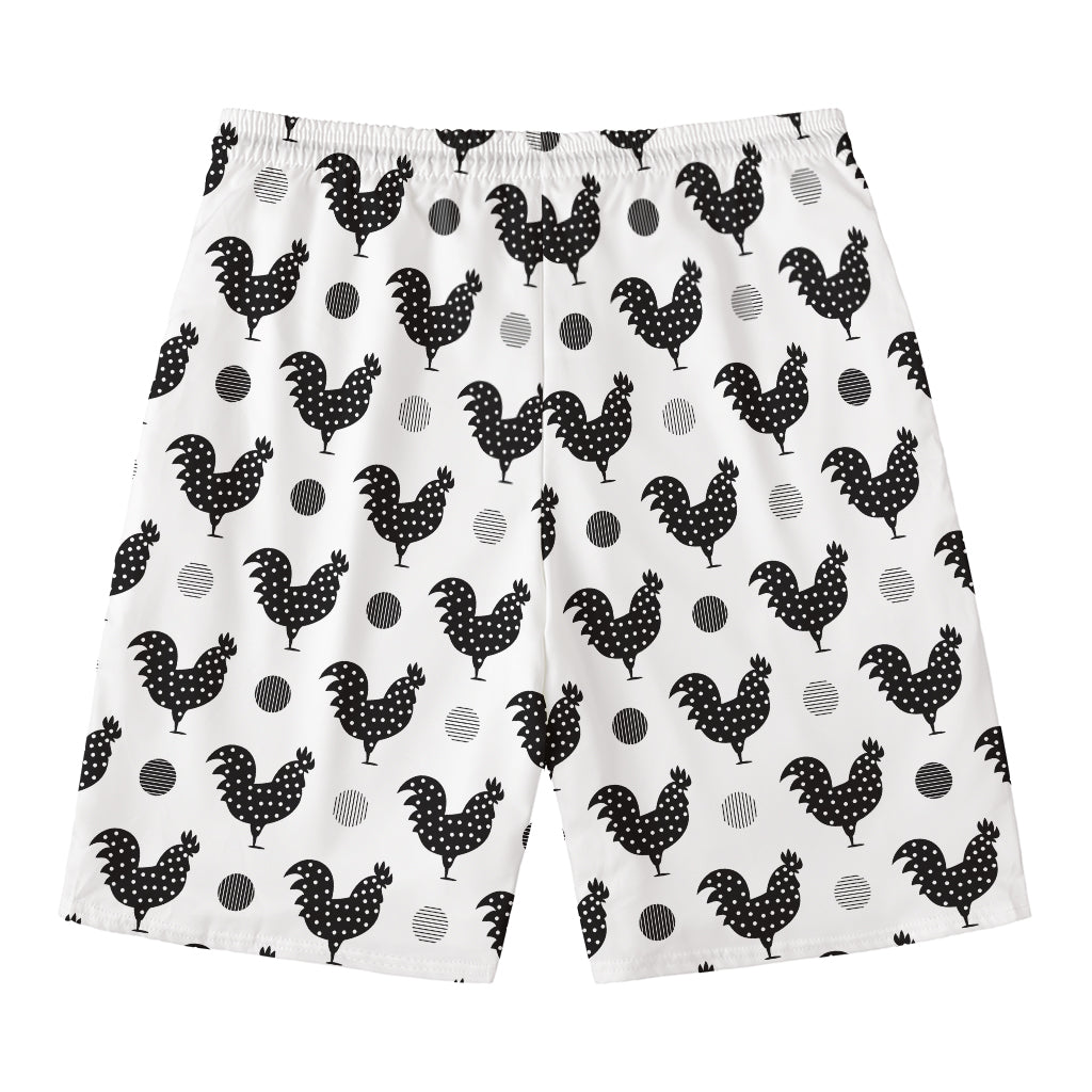 Polka Dot Rooster Pattern Print Men's Swim Trunks