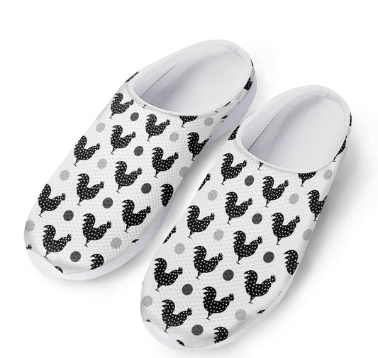 Polka Dot Rooster Pattern Print Mesh Casual Shoes
