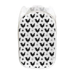 Polka Dot Rooster Pattern Print Mesh Laundry Hamper