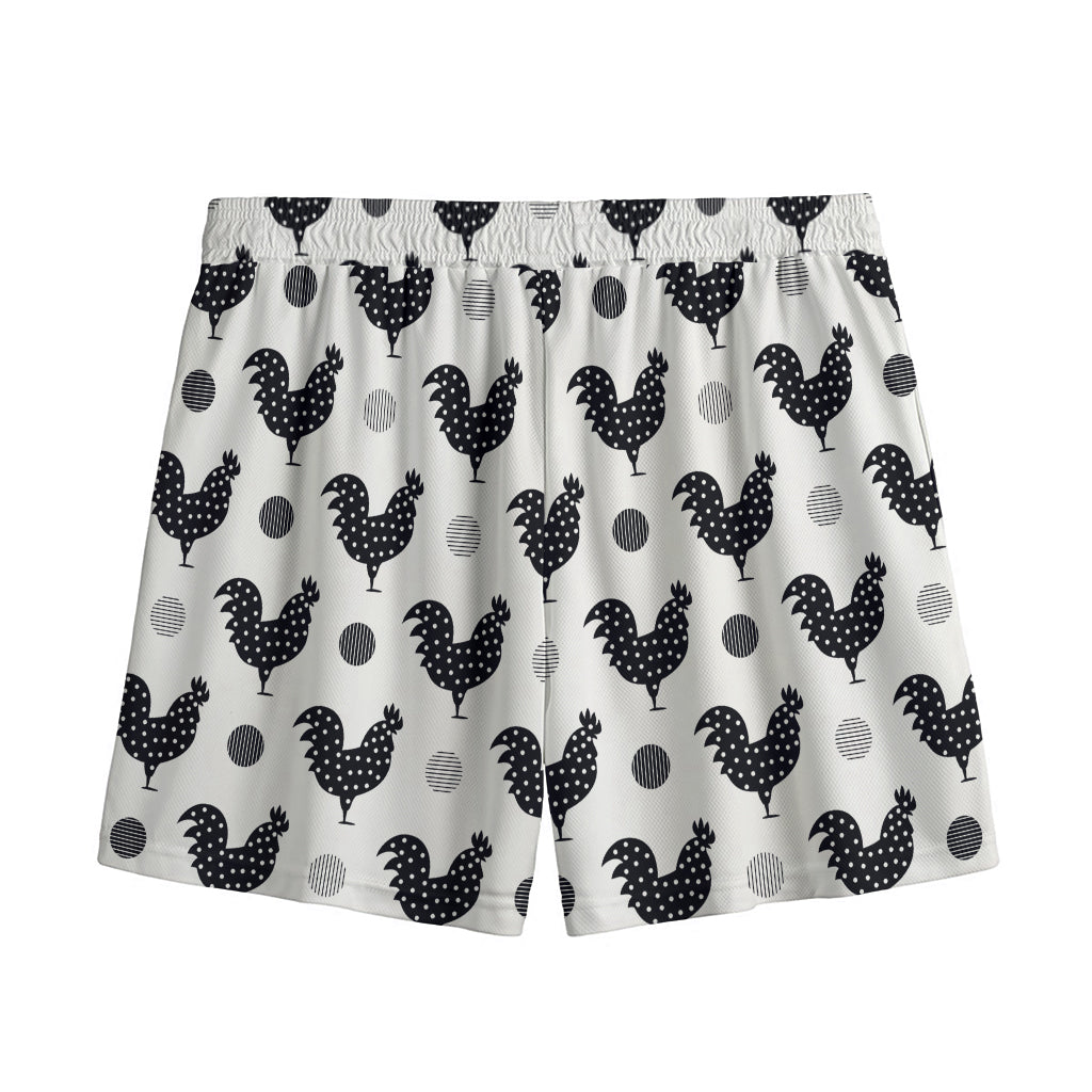 Polka Dot Rooster Pattern Print Mesh Shorts
