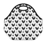 Polka Dot Rooster Pattern Print Neoprene Lunch Bag