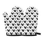 Polka Dot Rooster Pattern Print Oven Mitts