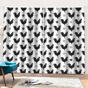 Polka Dot Rooster Pattern Print Pencil Pleat Curtains