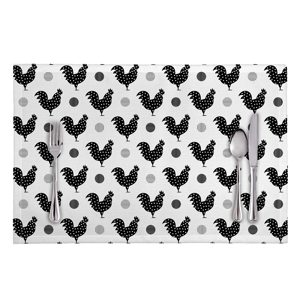 Polka Dot Rooster Pattern Print Placemat