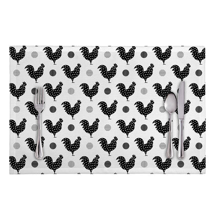 Polka Dot Rooster Pattern Print Placemat