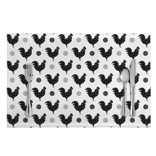 Polka Dot Rooster Pattern Print Placemat