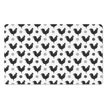 Polka Dot Rooster Pattern Print Polyester Doormat