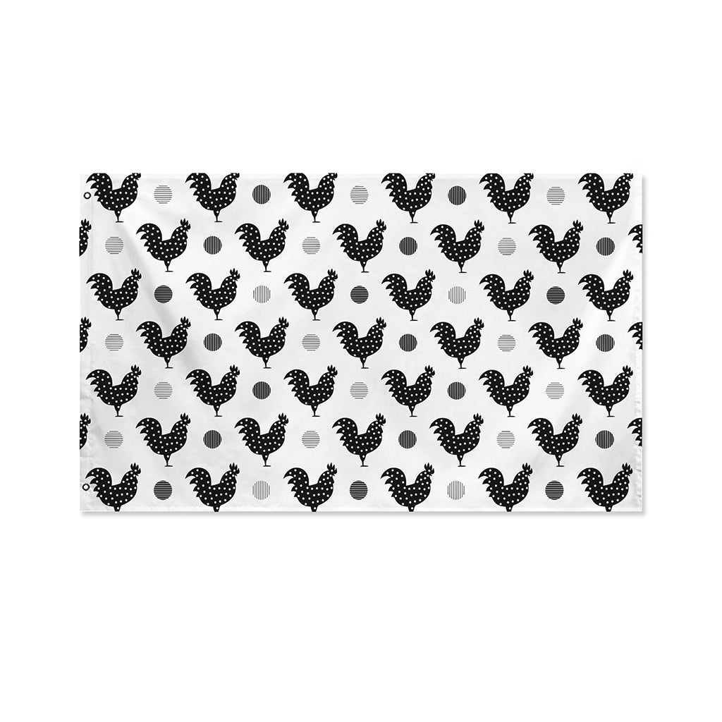 Polka Dot Rooster Pattern Print Polyester Flag
