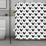 Polka Dot Rooster Pattern Print Polyester Shower Curtain