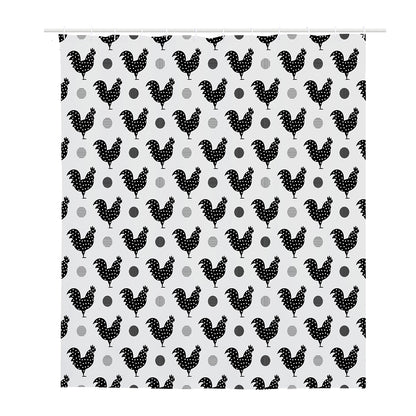 Polka Dot Rooster Pattern Print Polyester Shower Curtain