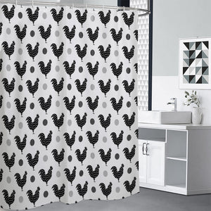 Polka Dot Rooster Pattern Print Premium Shower Curtain