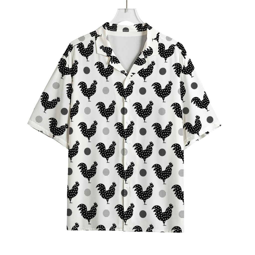 Polka Dot Rooster Pattern Print Rayon Hawaiian Shirt