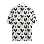 Polka Dot Rooster Pattern Print Rayon Hawaiian Shirt