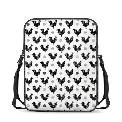 Polka Dot Rooster Pattern Print Rectangular Crossbody Bag