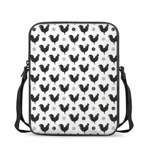 Polka Dot Rooster Pattern Print Rectangular Crossbody Bag