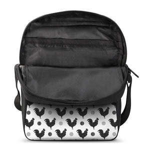 Polka Dot Rooster Pattern Print Rectangular Crossbody Bag