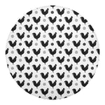 Polka Dot Rooster Pattern Print Round Blanket
