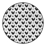 Polka Dot Rooster Pattern Print Round Floor Mat