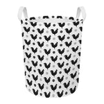 Polka Dot Rooster Pattern Print Round Laundry Basket