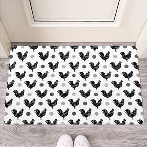 Polka Dot Rooster Pattern Print Rubber Doormat