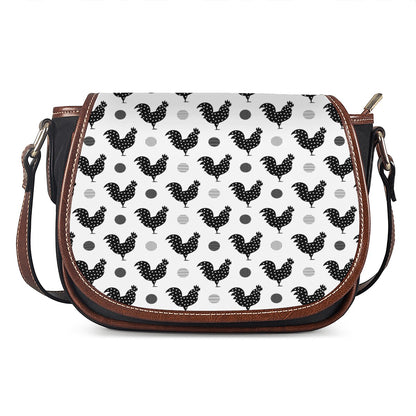 Polka Dot Rooster Pattern Print Saddle Bag
