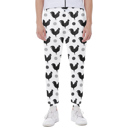 Polka Dot Rooster Pattern Print Scuba Joggers