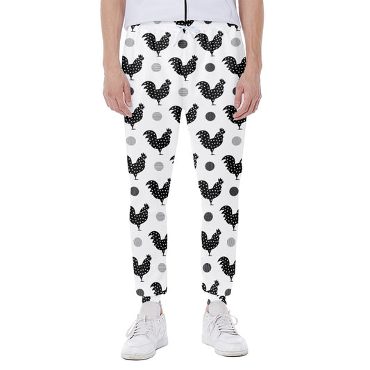 Polka Dot Rooster Pattern Print Scuba Joggers