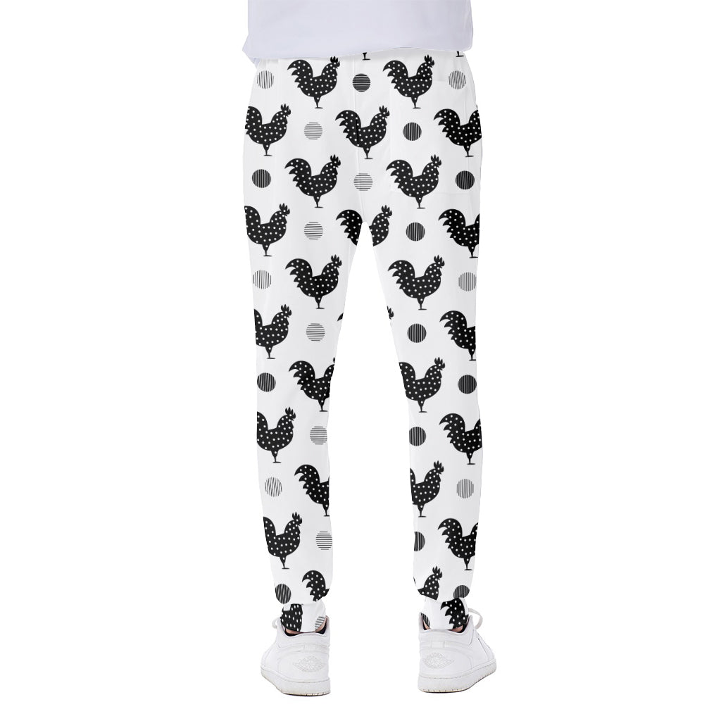 Polka Dot Rooster Pattern Print Scuba Joggers