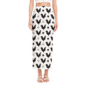 Polka Dot Rooster Pattern Print Side Slit Maxi Skirt