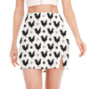 Polka Dot Rooster Pattern Print Side Slit Mini Skirt