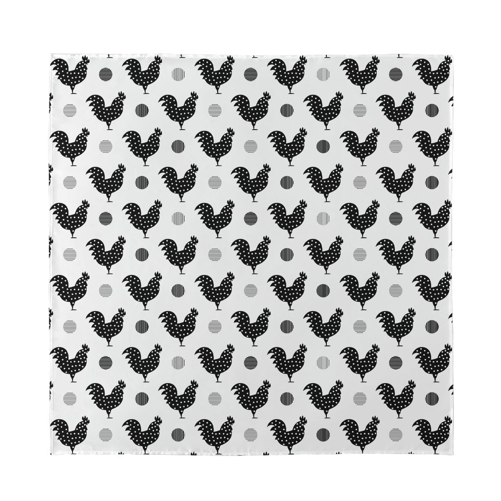 Polka Dot Rooster Pattern Print Silk Bandana