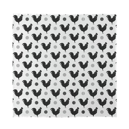 Polka Dot Rooster Pattern Print Silk Bandana