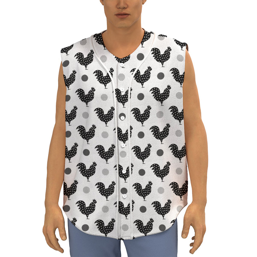 Polka Dot Rooster Pattern Print Sleeveless Baseball Jersey