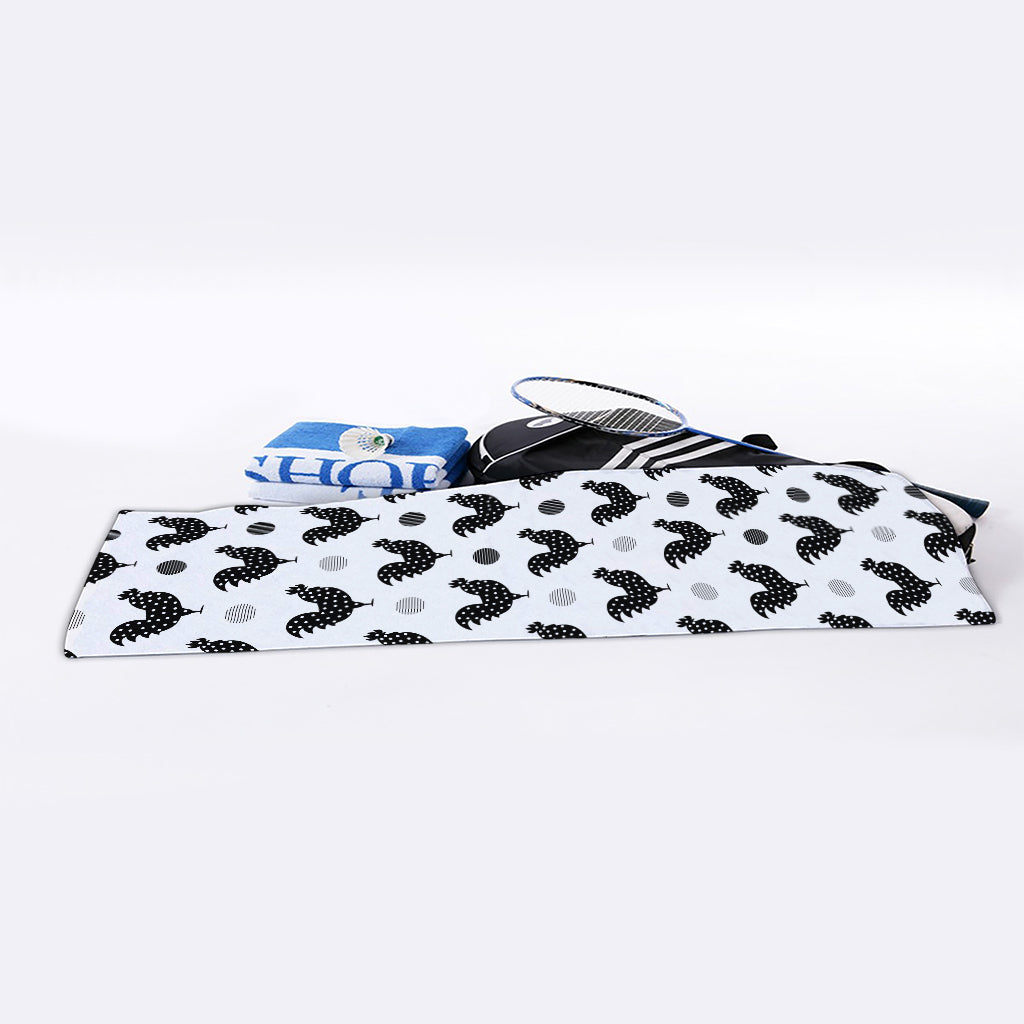 Polka Dot Rooster Pattern Print Sports Towel