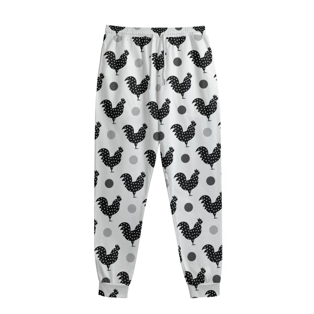 Polka Dot Rooster Pattern Print Sweatpants