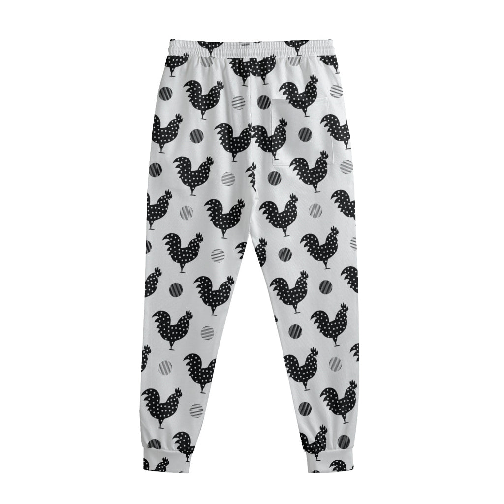 Polka Dot Rooster Pattern Print Sweatpants