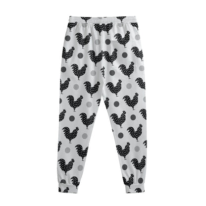 Polka Dot Rooster Pattern Print Sweatpants