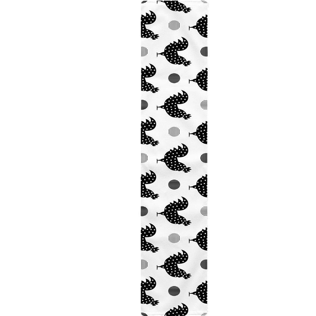 Polka Dot Rooster Pattern Print Table Runner