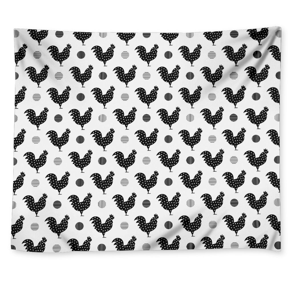 Polka Dot Rooster Pattern Print Tapestry