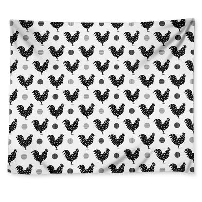 Polka Dot Rooster Pattern Print Tapestry