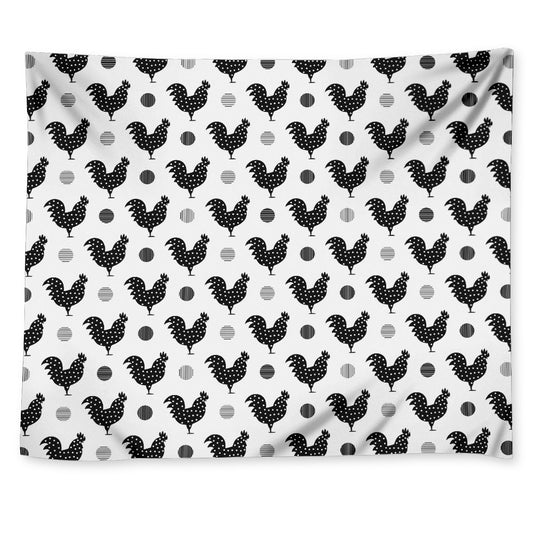 Polka Dot Rooster Pattern Print Tapestry