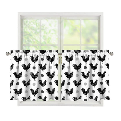 Polka Dot Rooster Pattern Print Tier Curtains