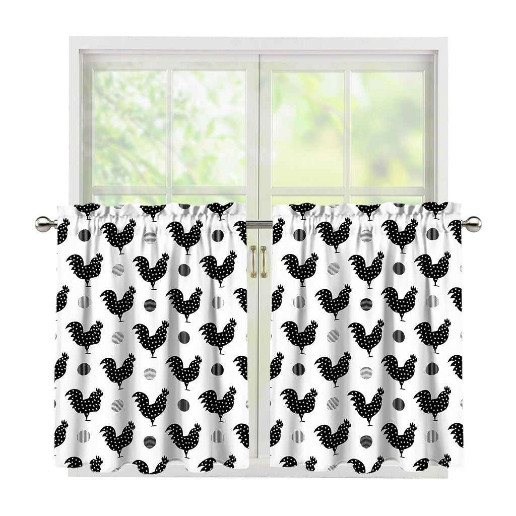 Polka Dot Rooster Pattern Print Tier Curtains