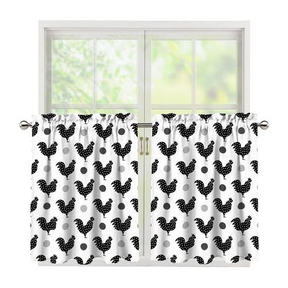 Polka Dot Rooster Pattern Print Tier Curtains